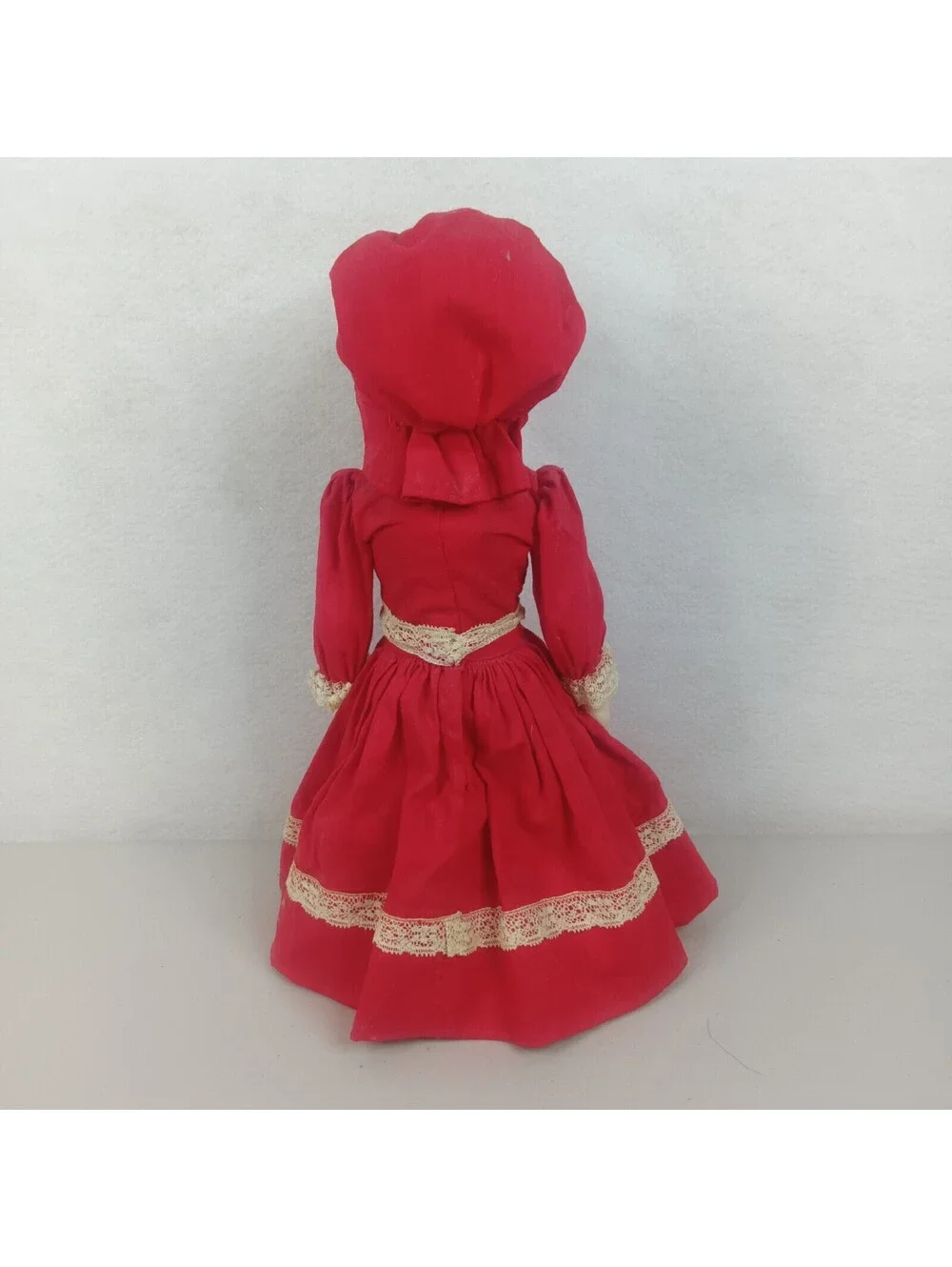 Vintage Handmade Kitschy Red Dress Doll W Empty Glass Crisco Body One Of A Kind
